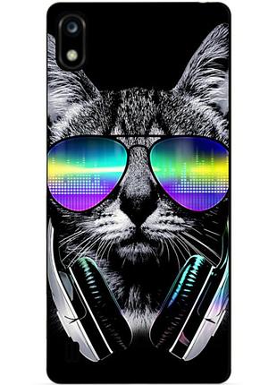 Силиконовый бампер чехол для zte blade a7 с рисунком музыкальный кот