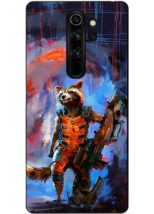 Бампер силиконовый чехол для xiaomi redmi note 8 pro с рисунком реактивный енот стражи галактики