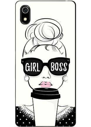 Силиконовый чехол бампер для xiaomi redmi 7a с рисунком girl boss