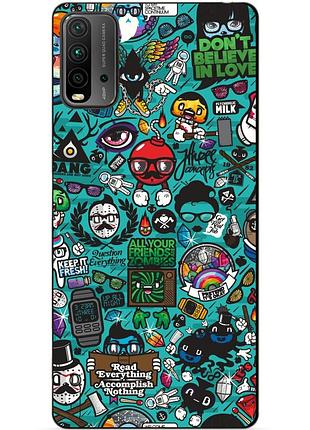 Силіконовий бампер чохол для xiaomi redmi 9t з малюнком стікери
