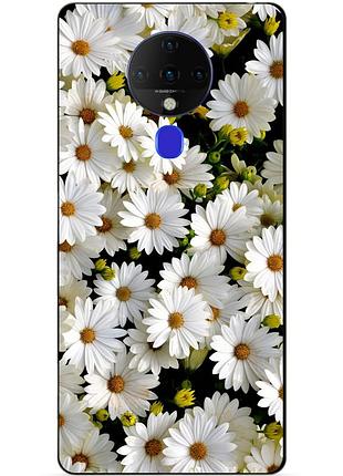 Силіконовий бампер чохол для tecno spark 6 з малюнком ромашки