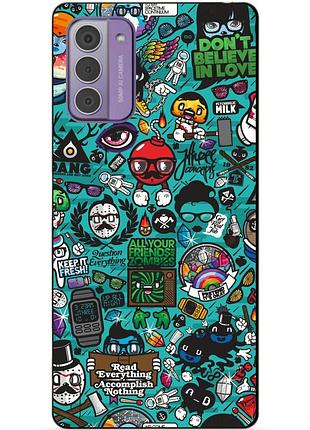 Силиконовый чехол бампер для nokia g42 с рисунком стикеры