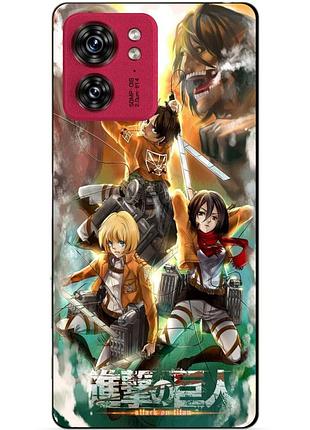 Силиконовый чехол бампер для motorola edge 40 с рисунком атака на титанов attack on titan