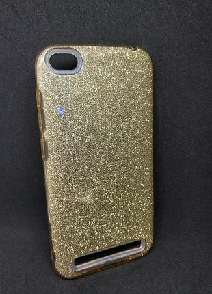 Чохол із блискітками для xiaomi redmi 5a золотистий