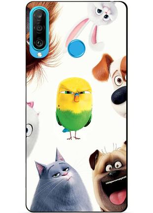Силіконовий бампер чохол для huawei p30 lite з малюнком таємна життя домашніх тварин