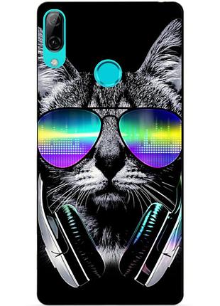 Силиконовый бампер чехол для huawei p smart 2019 с рисунком музыкальный кот