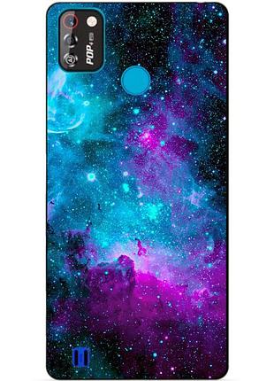 Силиконовый бампер чехол для tecno pop 4 pro с рисунком галактика