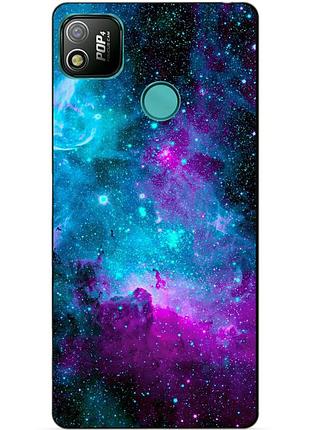 Силиконовый бампер чехол для tecno pop 4 с рисунком галактика