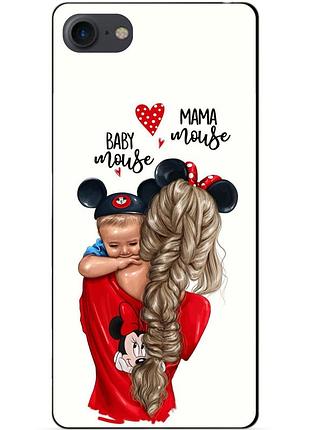 Силиконовый чехол бампер для iphone 8 с рисунком мама и малыш
