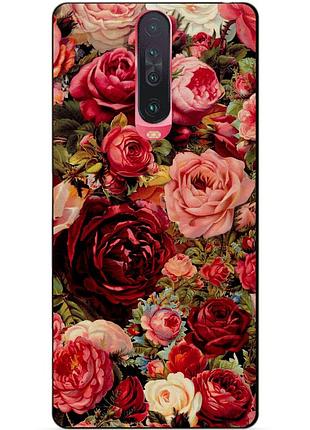 Силіконовий чохол бампер для xiaomi redmi k30 з малюнком червоні троянди