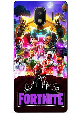 Силиконовый бампер чехол для samsung j2 core galaxy j260 рисунком fortnite