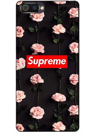 Силіконовий чохол бампер для realme c2 з малюнком supreme на трояндах
