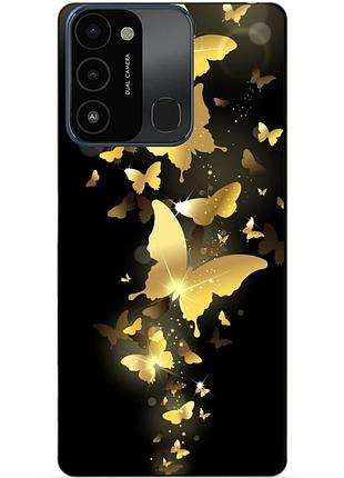 Силіконовий бампер чохол для tecno spark go 2022/spark 8c з малюнком золоті метелики