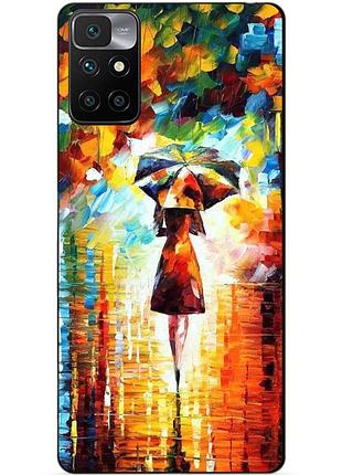 Силиконовый бампер чехол для xiaomi redmi 10 с рисунком прогулка