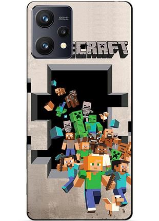 Силиконовый чехол бампер для realme 9 / 9 pro plus с картинкой minecraft