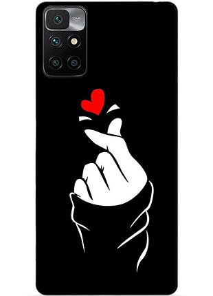 Силиконовый бампер чехол для xiaomi redmi 10 с рисунком знак любви