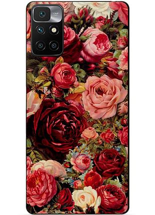 Силіконовий бампер чохол для xiaomi redmi 10 з малюнком червоні троянди