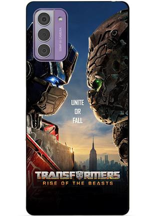 Силиконовый чехол бампер для nokia g42 с рисунком звероботы трансформеры transformers