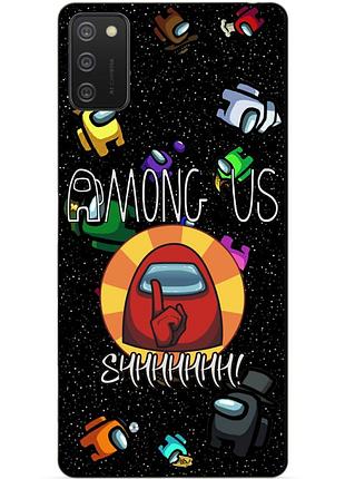 Силиконовый бампер чехол для samsung a02s с рисунком among us