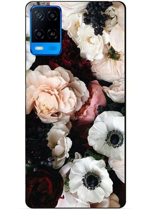 Силиконовый бампер чехол для oppo a54 с рисунком маки