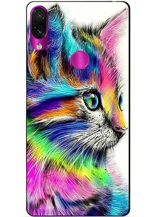 Силіконовий бампер чохол для xiaomi redmi note 7 з малюнком акварельний котик