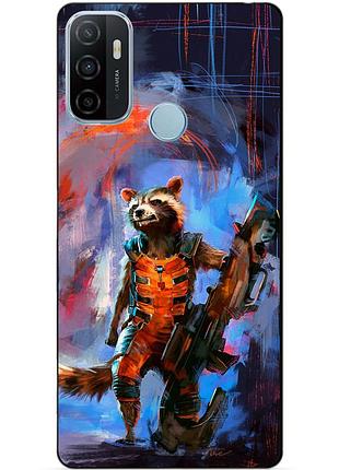 Силіконовий бампер чохол для oppo a53 з малюнком реактивний єнот