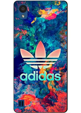 Силиконовый бампер чехол для zte blade a5 с рисунком adidas