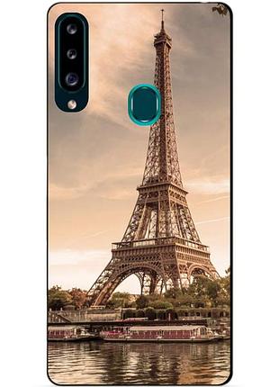 Силиконовый чехол бампер для samsung a20s 2019 galaxy a207f с рисунком париж