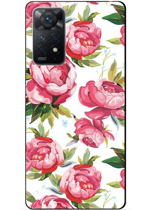 Силиконовий бампер чехол для xiaomi redmi note 11 pro з картинкою піони