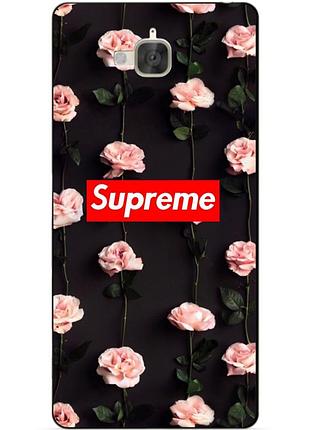 Чохол силіконовий бампер для huawei y6 pro з малюнком supreme на трояндах