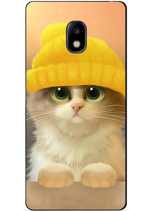 Силиконовый бампер чехол для samsung j730 galaxy j7 2017 года с рисунком котик в шапке
