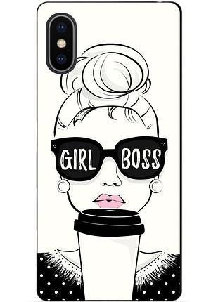 Силиконовый чехол бампер для iphone xs с рисунком girl boss