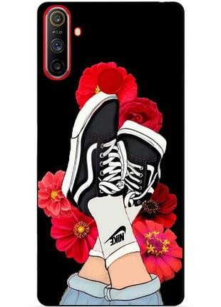 Силиконовый чехол бампер для realme c3 с рисунком кеды