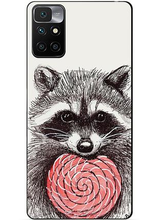 Силиконовый бампер чехол для xiaomi redmi note 11 с рисунком енот