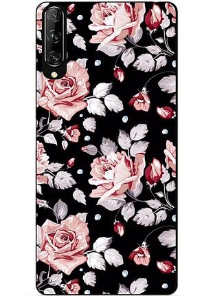 Силіконовий чохол бампер для huawei p smart pro з малюнком троянди