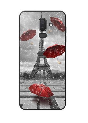 Силиконовый бампер для samsung j8 / a6 plus с рисунком дождь в париже