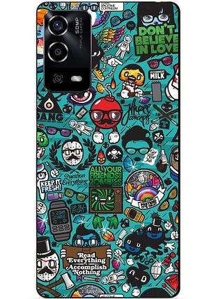 Силіконовий чохол бампер для oppo a55 з малюнком стикери