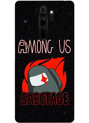 Силиконовый бампер чехол для xiaomi redmi note 8 pro с рисунком саботаж among us