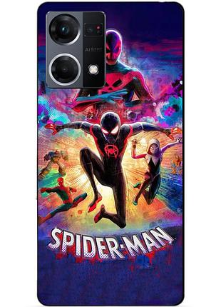 Силиконовый чехол бампер для oppo reno 7 spider man человек паук майлз моралес