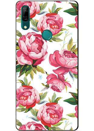 Чехол силиконовый для huawei p smart z с рисунком пионы