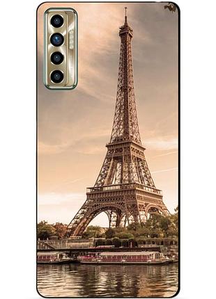 Силіконовий бампер чохол для tecno camon 17p з малюнком ейфелева вежа
