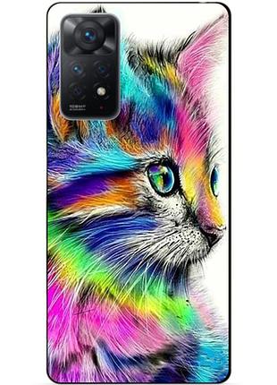 Силиконовий бампер чехол для xiaomi redmi note 11 pro з картинкою акварельний котик