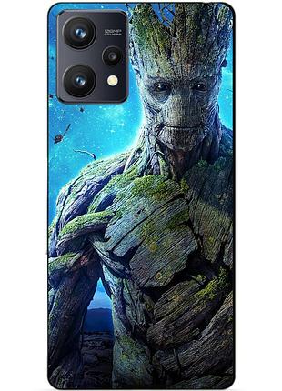 Силиконовый чехол бампер для realme 9 / 9 pro plus с рисунком стражи галактики groot