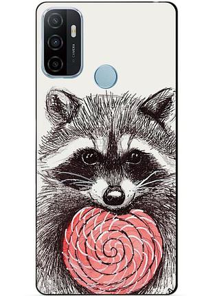 Силіконовий бампер чохол для oppo a53 з малюнком єнот