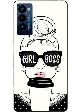 Силиконовый бампер чехол для tecno camon 18p с картинкой girl boss