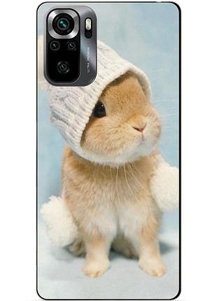 Силіконовий бампер чохол для xiaomi poco m5s з малюнком зайчик у шапці
