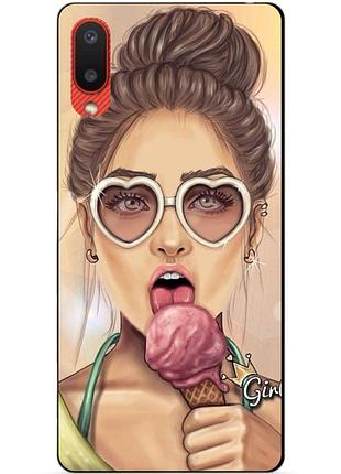 Силиконовый бампер чехол для samsung a02 galaxy a022 с рисунком мороженое