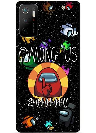 Силиконовый бампер чехол для xiaomi poco m3 pro с рисунком among us