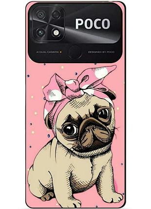 Силіконовий бампер чохол для xiaomi poco c40 з малюнком мопс