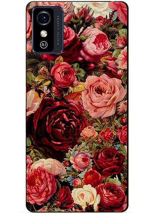 Силиконовый бампер чехол для zte blade l9 с картинкой красные розы